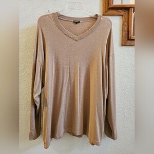 Bleusalt Long Sleeve V-Neck  Top In Camel Size 1(S-L)